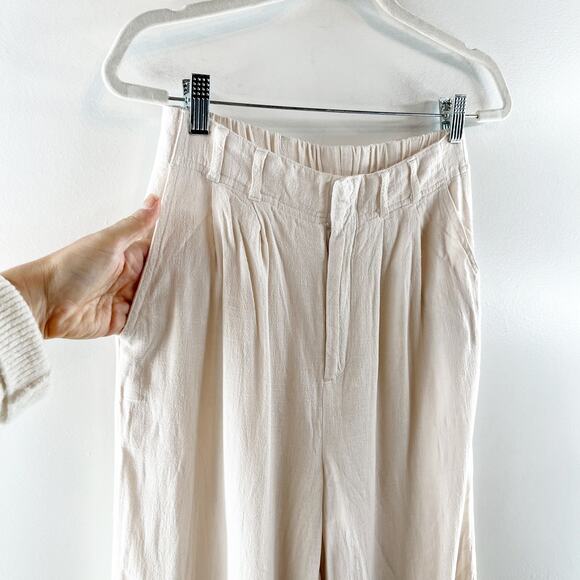 Z Supply High Rise Wide Leg Farrah Linen Blend Pants Trousers Cream Ivory Small - Picture 7 of 12